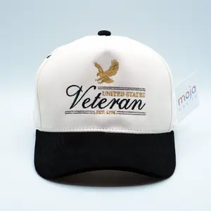 U.S. VETERAN - Premium Hat A-Frame Snapback Adjustable - Suede Feel Finish - 5 Panel