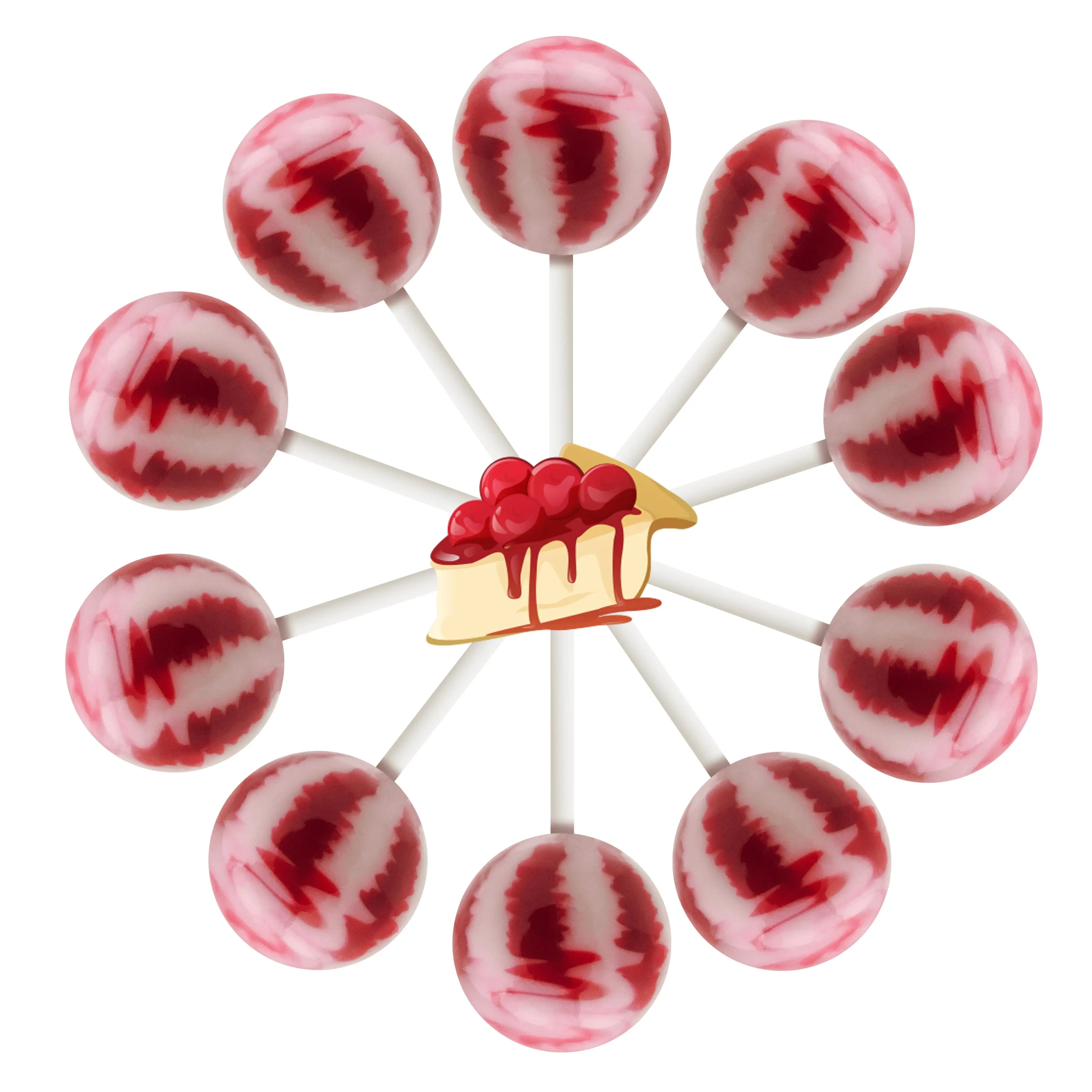 10ct. Cherry Cheesecake Cream Swirl Lollipop Bag 10ct. Cherry Cheesecake Cream Swirl Lollipop Bag