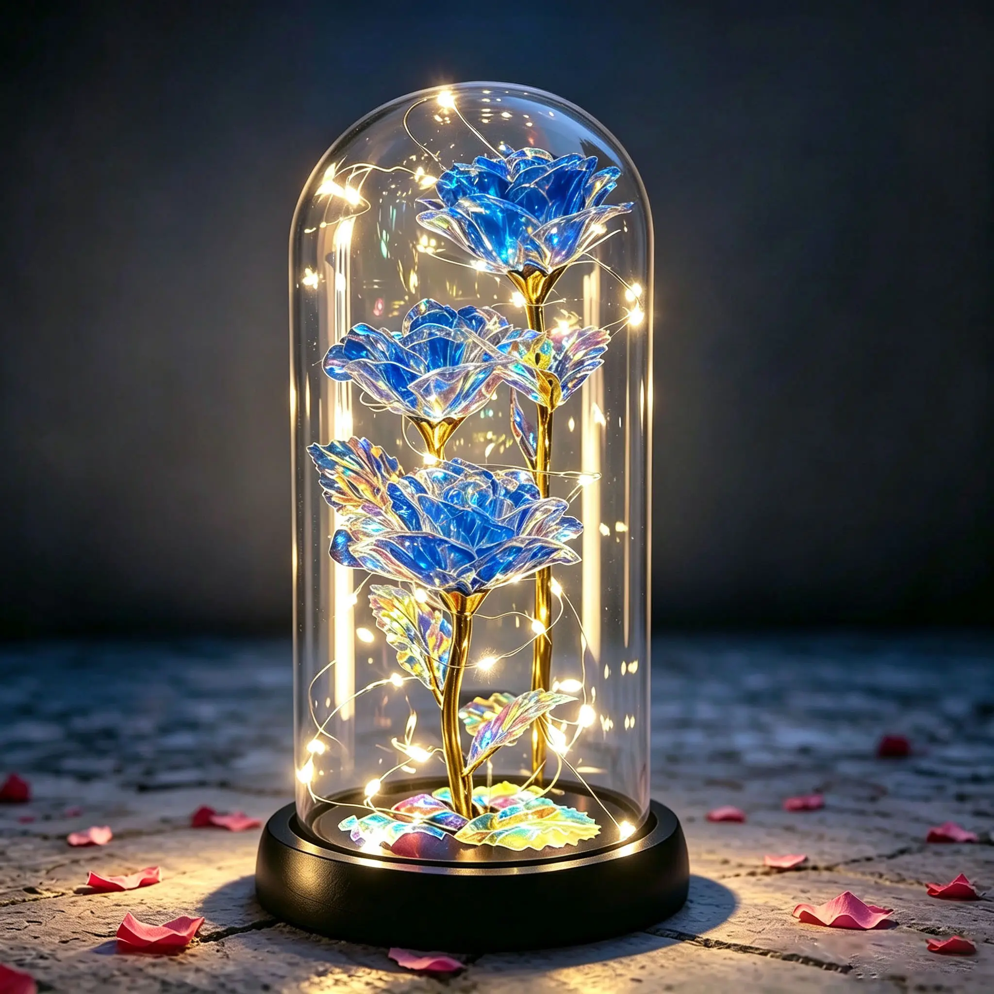 LED Everlasting Rose Eternal Flower,Romantic Creative Gifts for Women-Valentine's,Day, Mother's Day, Birthday, Memorable Dates Graduation luxury valentines Gifts for Her Anniversary gift for wife daughter Perfect gift Surprise Idea for LOVE(Blue)