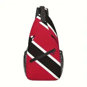 A Versatile Crossbody Chest Bag Featuring The Trinidad  Tobago Flag, Suitable for Hiking  Various Activities. This Foldable Backpack Boasts a Large Capacity  Is Both Fashionable  Durable, Making It Ideal for Shopping, Work and