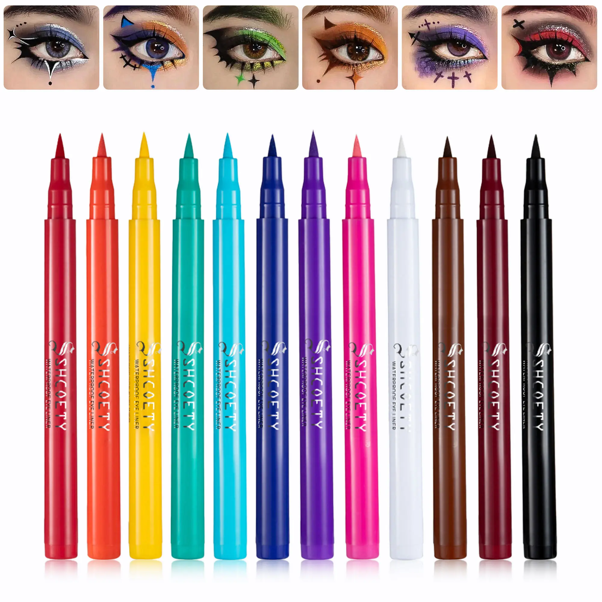 Waterproof Liquid Eyeliner, 12pcs Long Lasting Matte Eyeliner, Quick Drying Eyeliner Pen, Longwear Eye Liner, Professional Daily Makeup Accessories, Eye Makeup Supplies