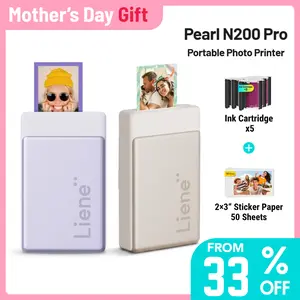 Liene Pearl N200 Pro Portable Photo Printer, Instant Mini Picture Printer for iPhone Smartphone, Thermal Dye Sublimation, Bluetooth Sticker Printer 50 Sheets 2x3 Adhesive Paper & 5 Cartridges, outdoor fun, SummerVibes, pet lovers, Mother's Day