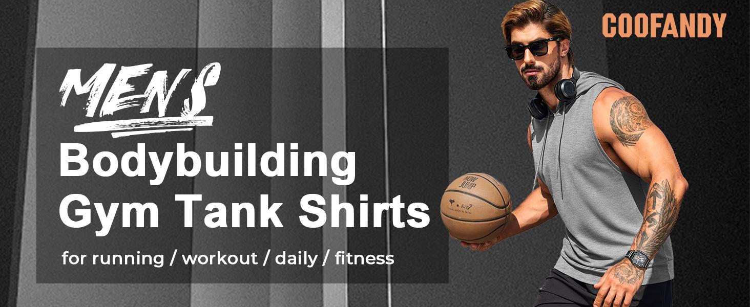 COOFANDY Men's Vests Workout Hooded Tank Tops Sleeveless Muscle Cut Off Shirts Athletic Gym Hoodies for Training Fitness