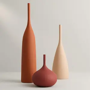 Ceramic Vases Set of 3, Modern Boho Vases for Centerpiece Decor, Matte Minimalist Decorative Vases for  Decor, Living Room, Bookshelf, and Entryway Table Decor (Multicolor-1)