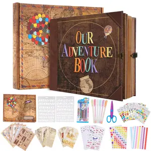 Vintage Material Paper Travel Diary Album Set, 1 Set Retro Style Adventure Book, Suitable for Travel Enthusiasts, Home Decor, Gift for Friends & Family, Sticker Packs, Scrapbook Materials
