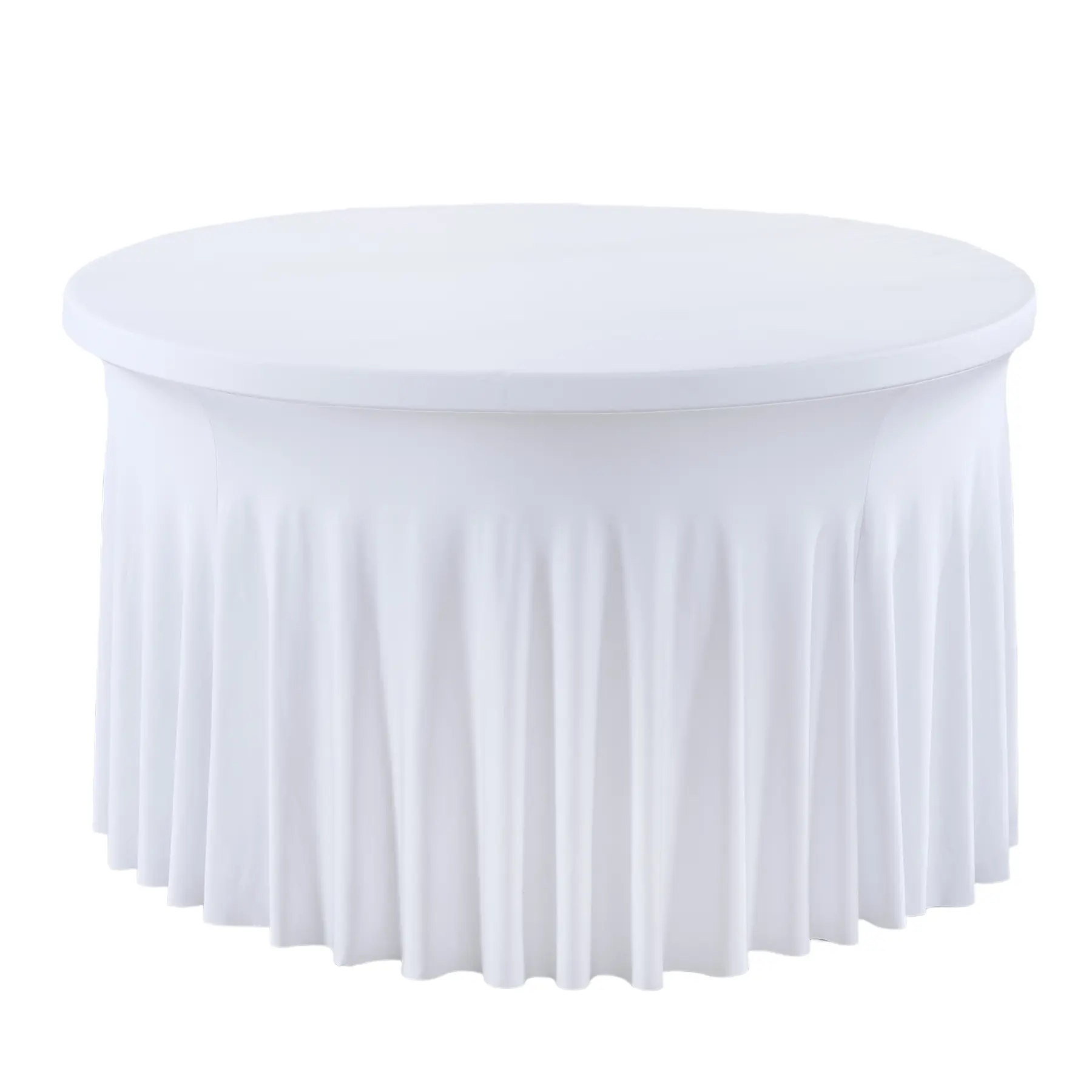 Stretch Fitted Round Polyester Tablecloth - 4-6FT Multi-Size, Wrinkle-Free, Washable, Reusable Flexible Table Covers, Party/Wedding Supplies, Home Festive Decor Table Cover Skirt