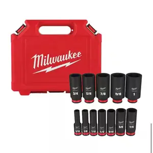 Milwaukee SHOCKWAVE 3/8 in. Drive Deep Well 6 Point Impact Socket Set (12-Piece)