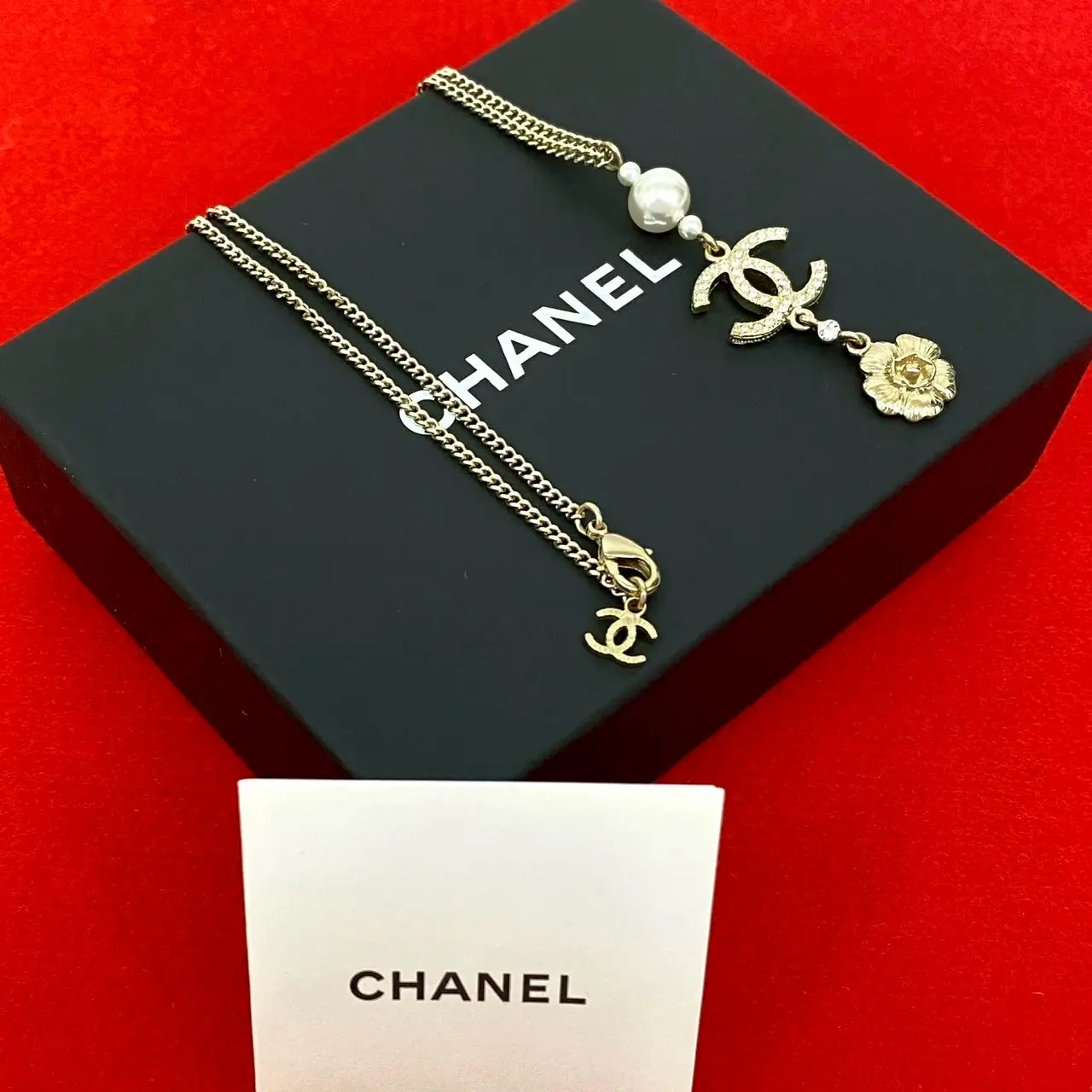Pre-owned CHANEL Stainless Small Leather Goods Coco Mark Flower Motif Necklace