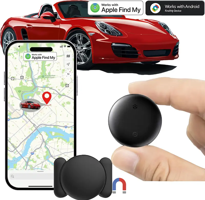Anti-Lost Device for Car 4-Pack Magnetic Weatherproof Tags Compatible with Apple Find My & Android iOS iPhone Portable Finder Tags