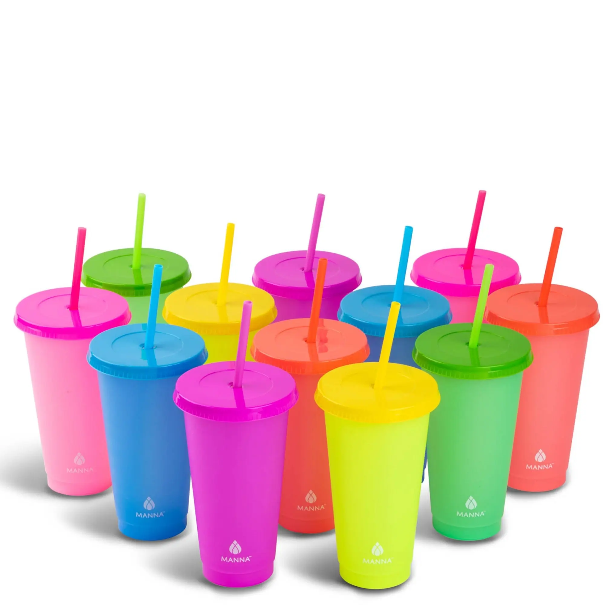 24-Piece Reusable 24oz Color-Changing Tumbler Cup Set with Splash-Resistant Lids, Rainbow Shades Washable Kitchen Drinkware for Water Bottles & Parties