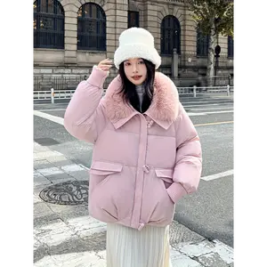 Women's Mid-Length Winter Coat - Thick Insulated Loose Fit Jacket with Fur-Lined Hood, Front Zipper Closure & Elastic Cuffs, Machine Washable Casual Outerwear for Cold Weather, Winter Jacket