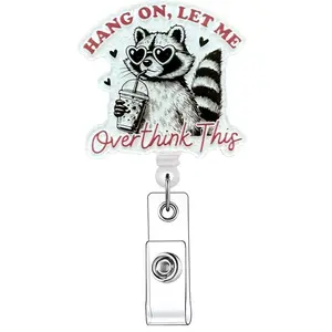 Retractable Badge Reel, 1 Count/20pcs Acrylic ID Holder with Clip, Badge Decoration for Nurses, Doctors, Students & Office Staff, Identification Badges Supplies