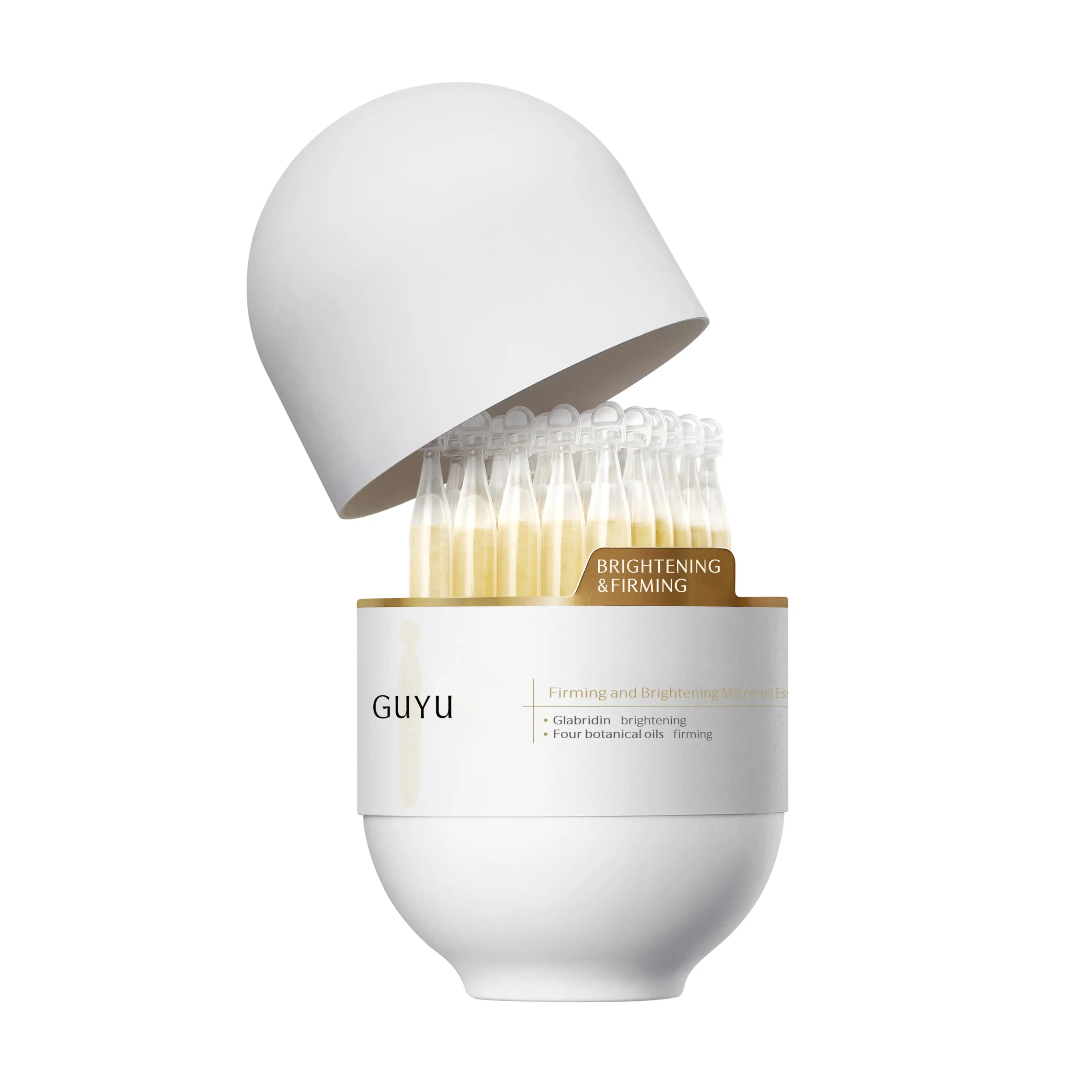 GUYU Firming and Brightening Micro-Oil Essence - 30 x 0.05 fl oz (1.5ml) Single-Dose Ampoules, Face Oil Serum for Dull Skin, Dark Spots, Glass Skin Glow, Hydrate, Moisture, Repairing, Hydrating, Moisturizing, Radiant Skin, Moisturizer