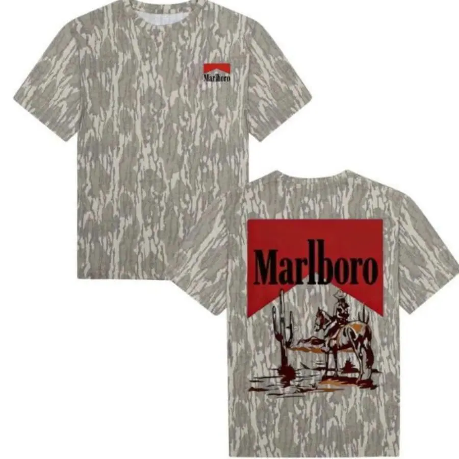 Marlboro Mossy Oak Camo Shirt, Bottomland Hunting T-Shirt Unisex, 3D Camouflage Outdoor Graphic Tee, Gift For Him Her