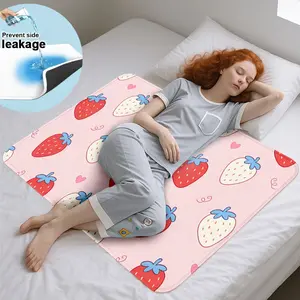 1pc Waterproof Mattress Protector with Strawberry Heart Print, Reusable and Washable, Suitable for Bedroom, Sofa, Pet Bed, Home Protection, Waterproof Mattress Pad, Soft Mattress Protector