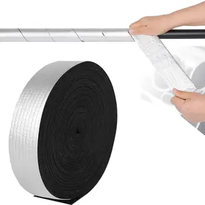 Pipe Insulation Wrap 2" Wide X 32.8 Ft Outdoor Foam and Foil Wrap Insulation Tape Self Adhesive for Winter Freeze Protection for Cold Hot Water Pipes for Reduce Heat Loss (1 Roll)