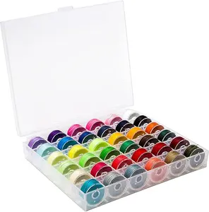 36Pcs Bobbins and Sewing Threads with Bobbin Case for Multiple Sewing Machine, Pre-Wound Bobbins Set for Bro-Ther/Baby-Lock/Jano-me/El-na/Sin-ger, Standard Size and Assorted Colors