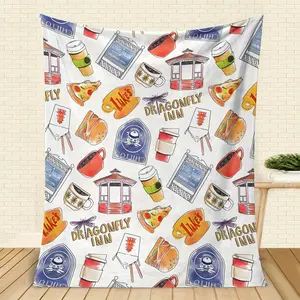 Gil-Girls Retro Flannel Blanket, Cozy Fuzzy Plush Suitable for Sofa Bed Travel Office Gift for Men Women Adults Teen Boys Girls