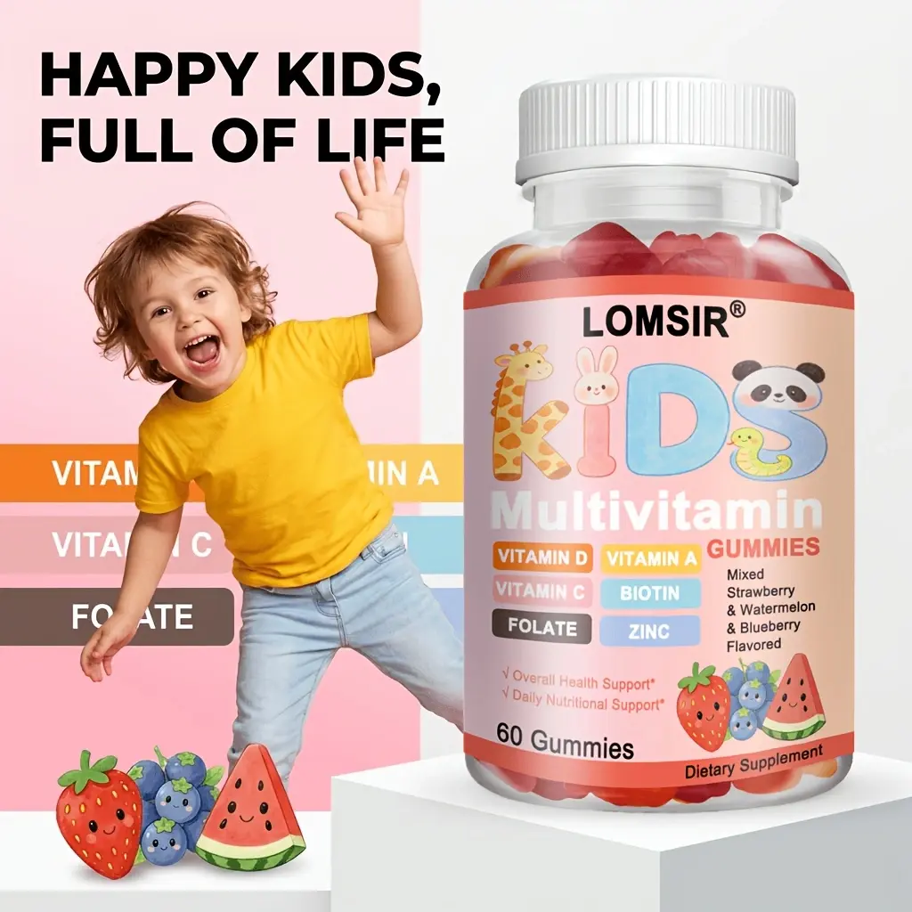 Kids Multivitamin Gummies - Blueberry & Strawberry & Watermelon Flavored Supplement with Vitamin D A C and more for Bone, Muscle & Immune Support - 60 Gummies
