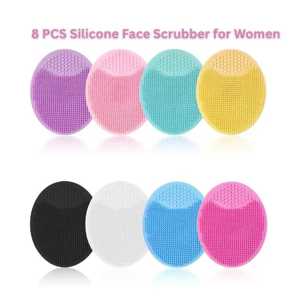 8 PCS Silicone Face Scrubber for Women – Facial Cleansing Brush Exfoliator for Blackheads, Acne, Pores & Deep Cleaning Skin Care