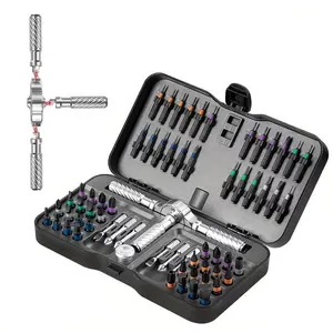 Precision Ratchet Screwdriver Set, 66-In-1 Socket Set with Magnetic Bits, Rotating Handle and Extension Rod, for Phone Computer Bike Car Electronics Maintenance