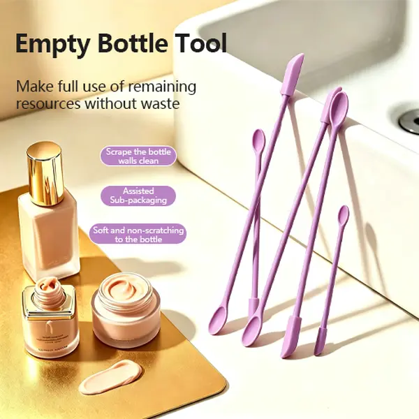 3pcs Mini Makeup Spatula Silicone Skincare Spatula Set for Cosmetic，Double‑Headed,Small Foundation Lotion Scrapers, Reusable Beauty Tiny Tool, Thin Jar Scraper for Kitchen, Get Last of Makeup Out