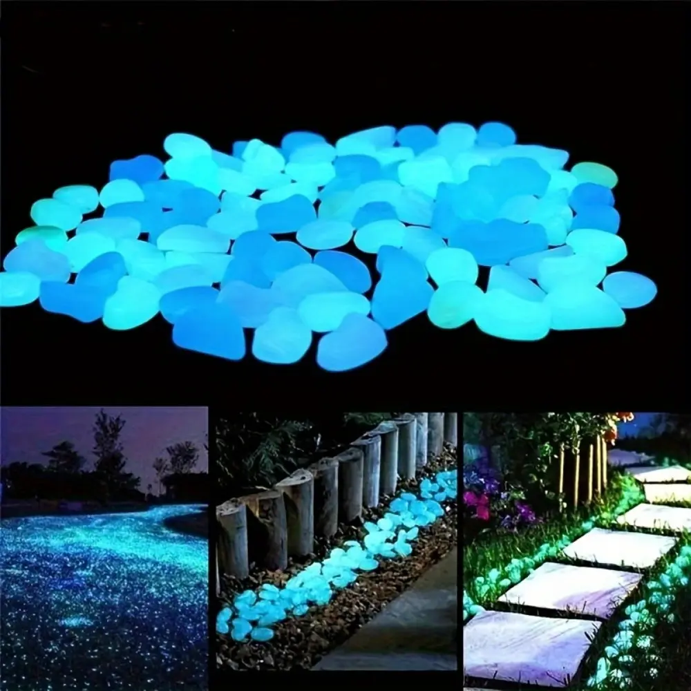 1000 PCs 17 Oz Glowing Stone Rocks Glow in the Dark, Luminous Decorative Pebbles for Gardens, Sidewalks, Indoor Plants, Parks and Aquariums