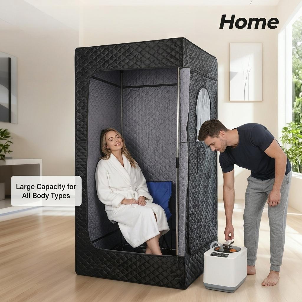 Home Portable Full Body Sauna Tent With 3L Steamer Foldable Chair Remote Control 9 Levels Personal Sauna Box, Indoor For Women Men, 2.9'X2.9'X5.9' Steam Sauna For Home