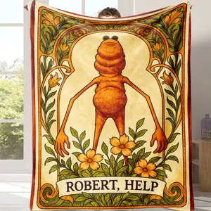 Marcus The Worm Fleece Flannel Blanket Warm Nap Cozy Worm Bedroom Decor for Gamers Meme Fans Adults Kids Holiday Birthday Xmas Party Rigatoni Pasta Meme Design