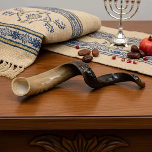 Jewish Kosher Certified Yemeni Kudu Horns, Authentic Natural, Handmade in Israel, High-Quality Craftsmanship, Ideal for Decor & Gifts, Religious Decoration