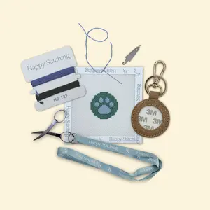 Happy Stitching - Paw And OrderNeedlepoint Key Fob Kit - All In One Self Finishing Needlepoint kit