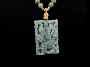 Deep Green Mighty Guan Gong · Natural Burmese Jadeite Pendant