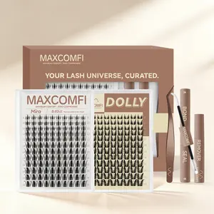 MaxComfi DOLLY & Mira Eyelash Clusters Kit, Bunny Style Comic Manga Lashes, Waterproof & Long-Lasting with Super Soft Thin Band, Beginner-Friendly DIY Lashes, Lash Clusters