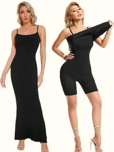 1pc Dress Bodycon Dresses for Women Cocktail Formal Spaghetti Strap Shapewear Dress Party Date Night Long Fit