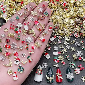 30 Pcs Cute Christmas Nail Charms and Gems 3D Gold Snowflake Nail Rhinestones Snowman Elk Nail Charms Santa Claus Nail Jewelry Mixed Styles Xmas Tree Bell Nail Gems for Women Acrylic Nail Supplies