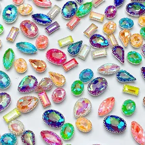 Mocha Color Lace Sparkly Rhinestones Hand Sewing Beads DIY Craft Supplies, 100 Pieces Embellishments for Clothing Shoes Bags Packaging Decor