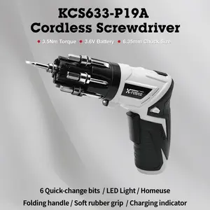 Novupow 3.6V Cordless Screwdriver,Portable Electric Screwdriver,Rechargeable，Led Lighting,180-Degree Rotation, Max 3.5n.M, 16 Bits, 1/4''Hex, Ideas Diy Tool