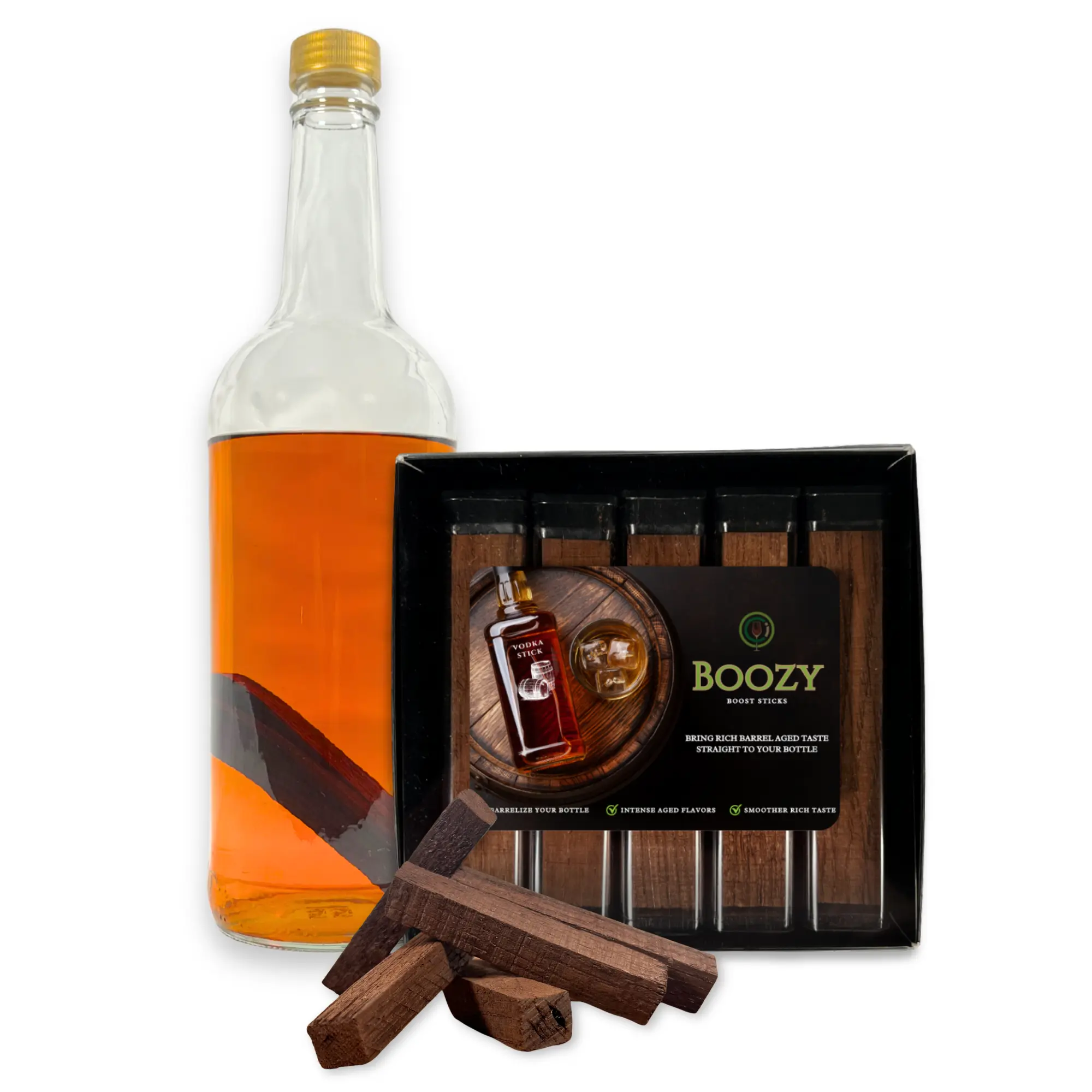 Boozy Boost Oak Infusion Sticks for Whiskey, Bourbon, Scotch, & More | Add Barrel-Aged Flavor at Home
