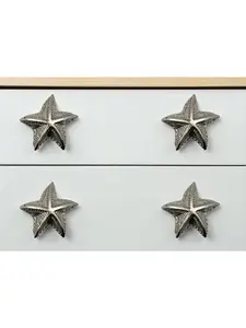 212 MAIN Silver Iron Starfish Drawer Pull Knobs - Set of 6, Tropical Vibe Hardware Accessory for Home Cabinet Door Renovation