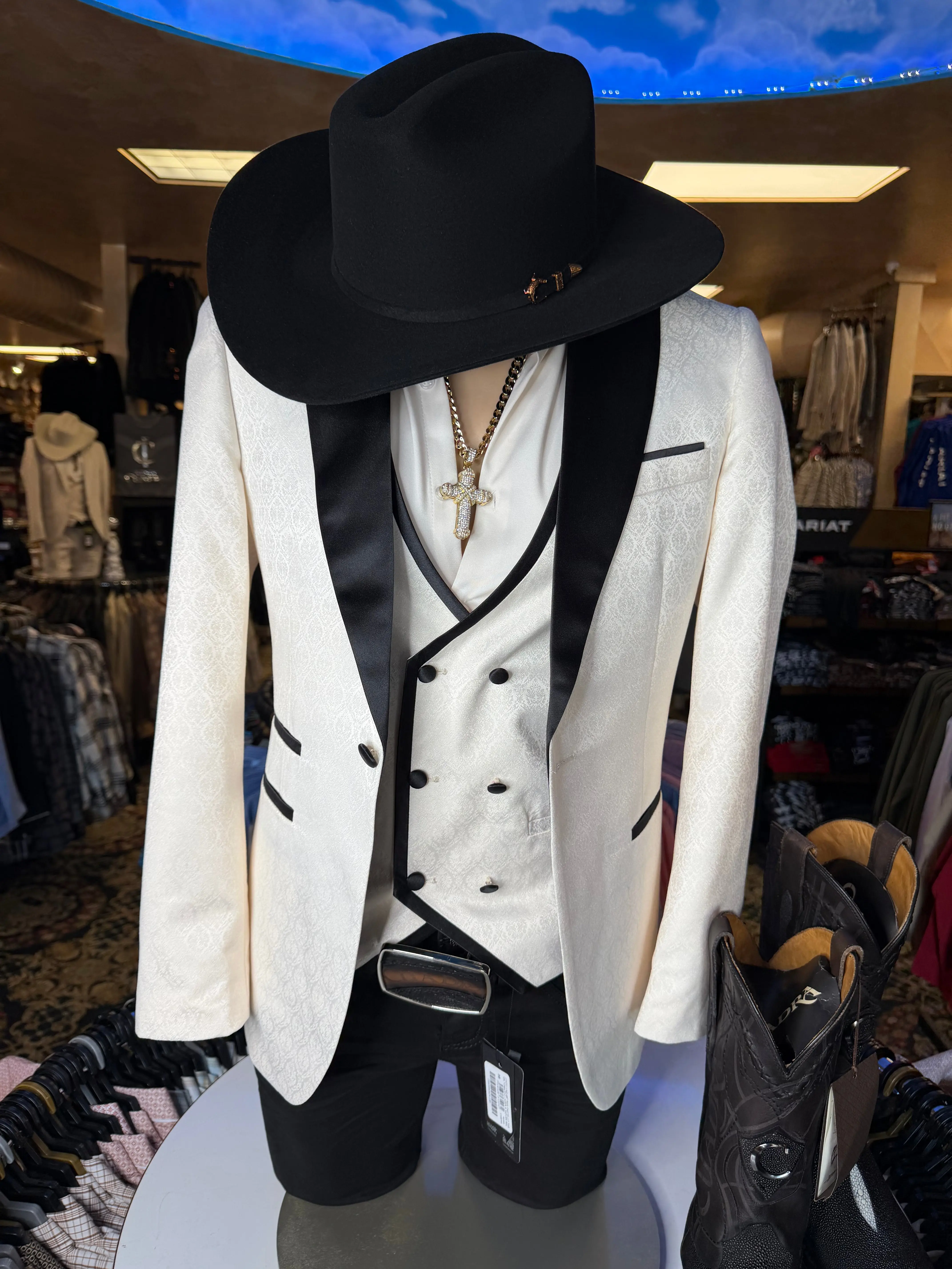 Ivory Tuxedo Set – Black & White 2-Piece Set