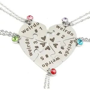 Weirdo Necklace Heart Bff for 4  Friend Necklaces Sister Friendship Stainless Steel