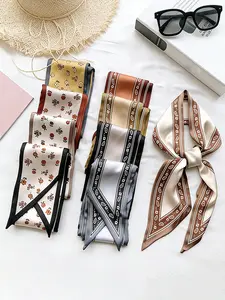 9 Pcs / 1 Set Vintage Walnut Flower Elegant French Style Polyester Scarf, Multifunctional Hairband, Woven Ribbon, Bag Accessory, Women and Girls