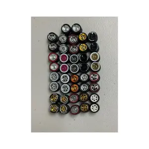 1:64 Scale Rubber Wheels - 21 Sets of 10mm Diameter for 21 Cars with 2 Axles - Variety of Styles & Colors for Detailed Model Construction
