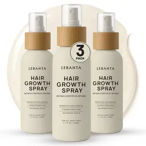 Lebanta Hair Growth Spray - 120 ML x (3PK) Non-Greasy Formula with Batana & Castor Oil for All Hair Types - Daily Serum for Scalp Health & Hair Development