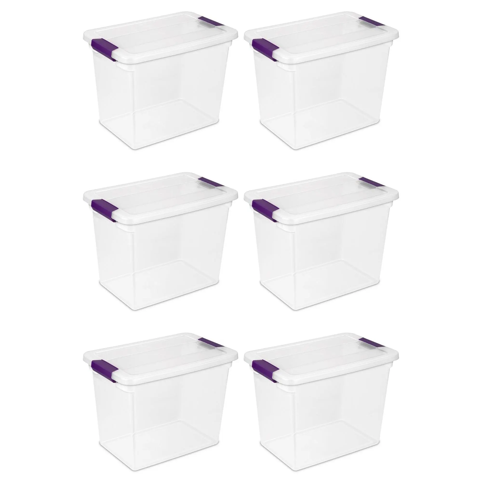 Sterilite 27 Qt ClearView Latch Storage Stackable Bin with Latching Lid, 6 Pack Boxes Organiser