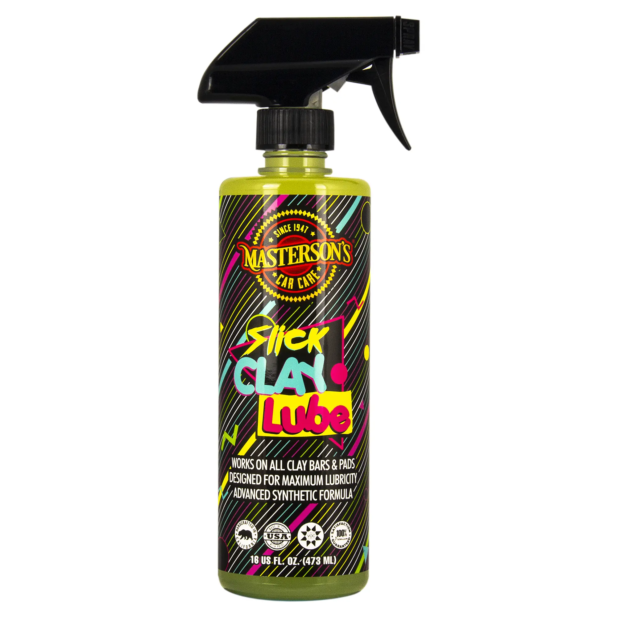 MASTERSON'S CAR CARE -SLICK CLAY LUBE (16 oz) - MCC_127_16 - Synthetic Lube and Anti-Static Detailer - Extends Life of All Clay Bars, Car Care Products, Automotive Detailing Products