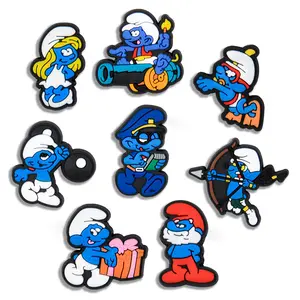 Smurfts Croc Charms 8PCS PVC Clog Pins Accessories Party Favors Birthday Gifts Holidays Decoration for Boys Women Girls