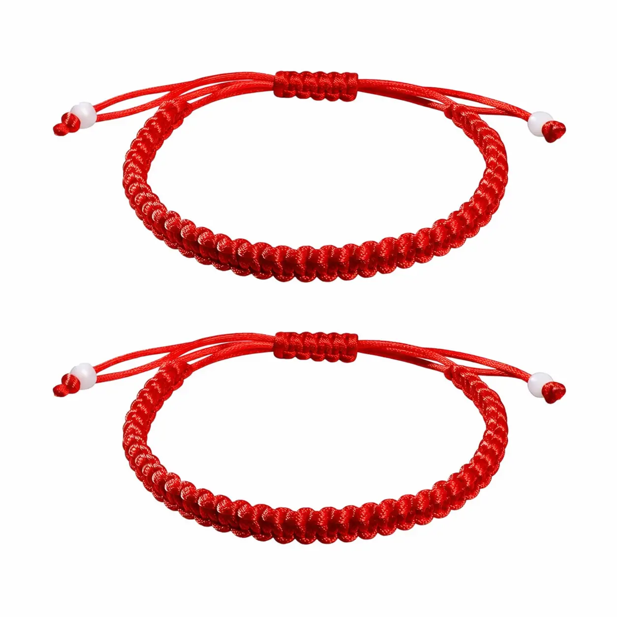 Braided Couple Bracelets - 2PCS Couple-Themed Bracelets & Bangles Set, Lucky Red String Adjustable Shamballa Beaded Accessories, Matching Bracelet