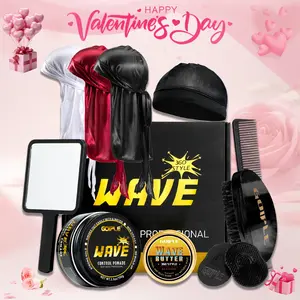 Strong Hold Wave Pomade for Men, 360 WaveTraining Hair Cream Grease Promotes Layered Waves, Silky Shine, Non-Toxic,  High Performance， Brush and Durag Cap Set ，Valentine’s Day Gift for Men