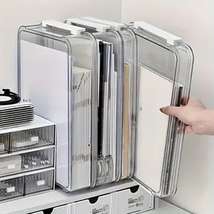 1pc Transparent Document Storage Box, A4 Certificate Organizer with Lid, Durable Pet Material for Home and Office Use, Space-Saving Solution for Students